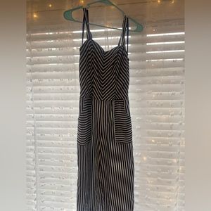 Cropped Strapless Blue/White Jumpsuit